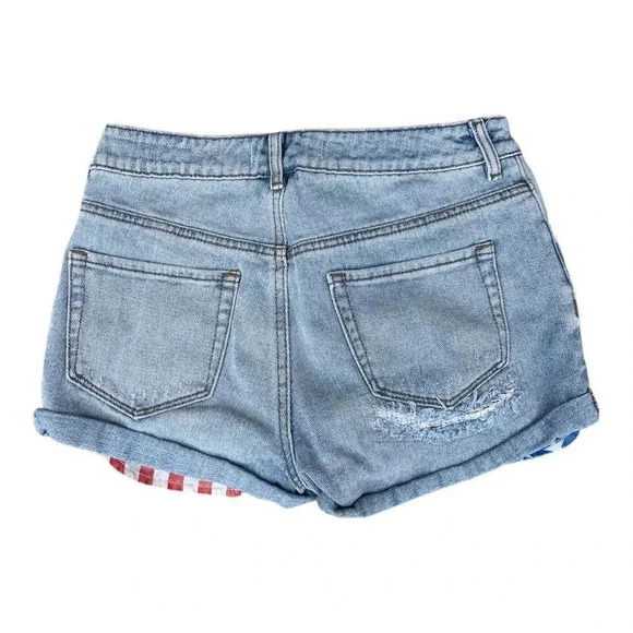 Bullhead shorts, Women, Size 7, High RisePocket Distress Rolled Hem denim Shorts - Picture 2 of 13